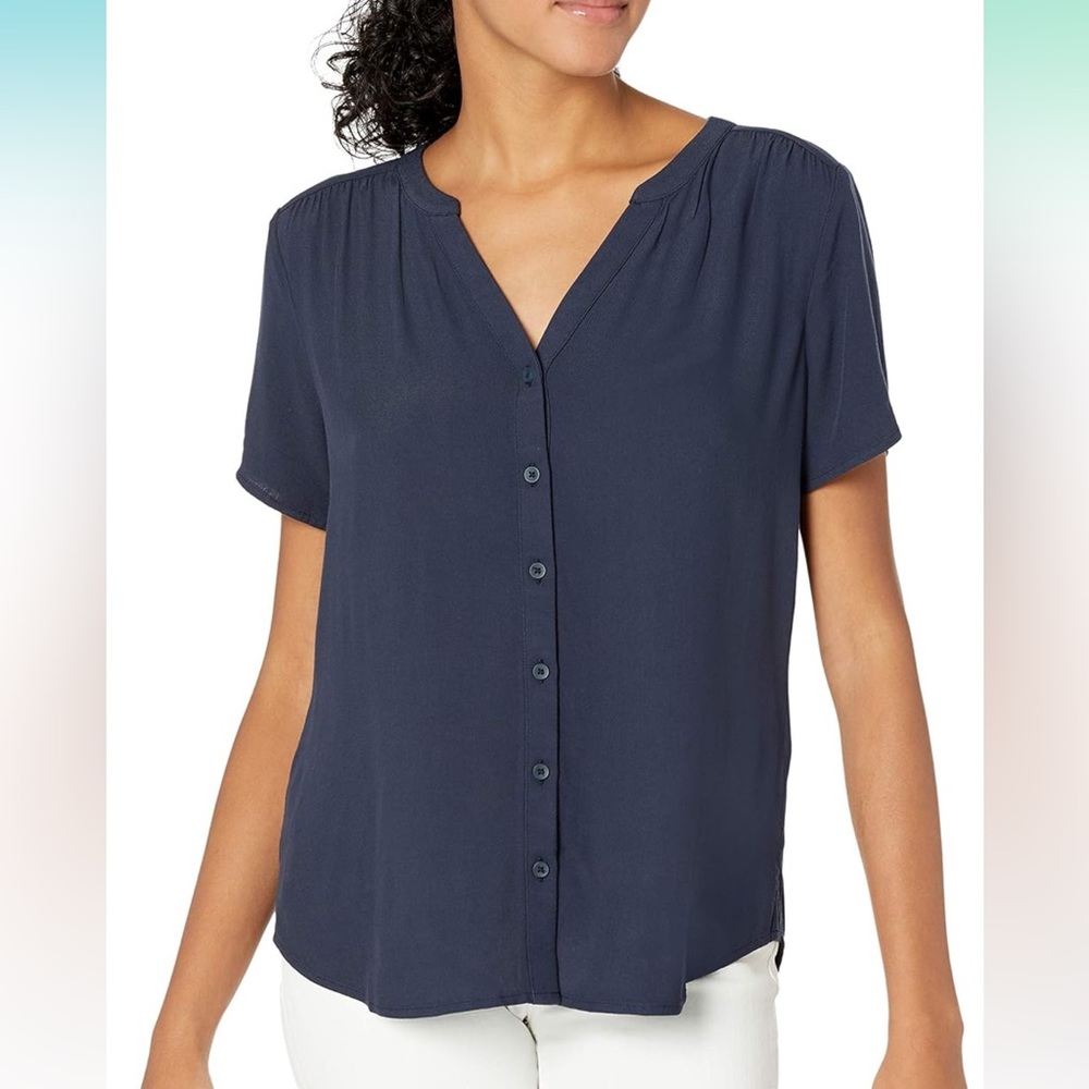 Amazon Essentials Women's Short-Sleeve Woven Blouse New With Tags Size XL